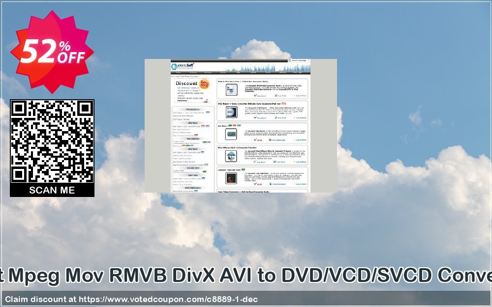 Cucusoft Mpeg Mov RMVB DivX AVI to DVD/VCD/SVCD Converter Lite Coupon, discount Cucusoft Mpeg/Mov/RMVB/DivX/AVI to DVD/VCD/SVCD Converter Lite best promo code 2024. Promotion: Cucusoft discount coupons (8889)