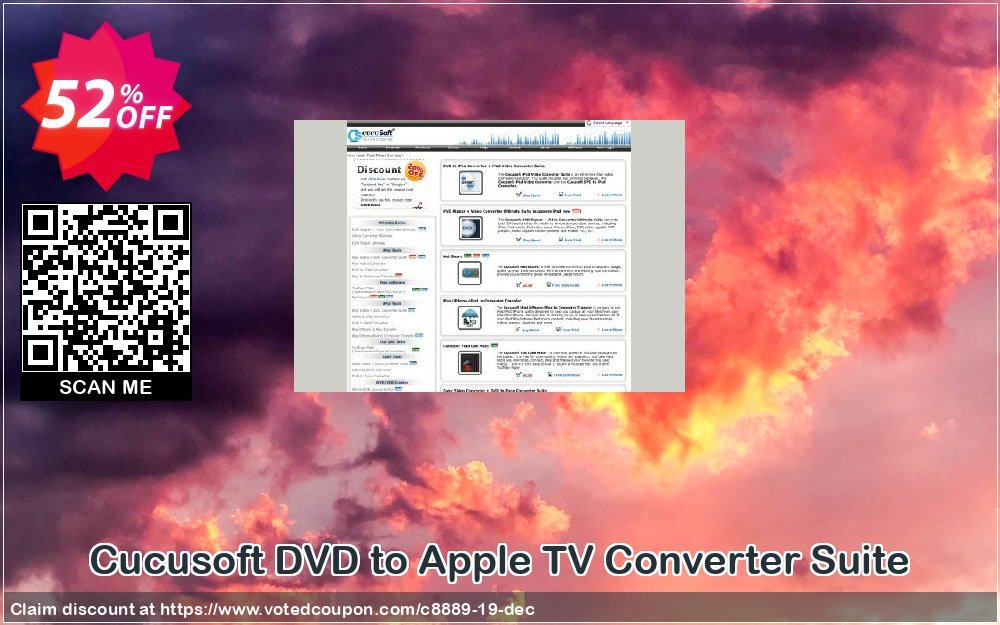 Cucusoft DVD to Apple TV Converter Suite Coupon, discount Cucusoft DVD to Apple TV Converter Suite special promotions code 2023. Promotion: Cucusoft discount coupons (8889)