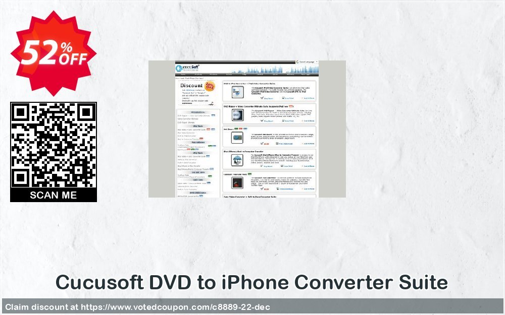 Cucusoft DVD to iPhone Converter Suite Coupon, discount Cucusoft DVD to iPhone Converter Suite imposing promotions code 2023. Promotion: Cucusoft discount coupons (8889)