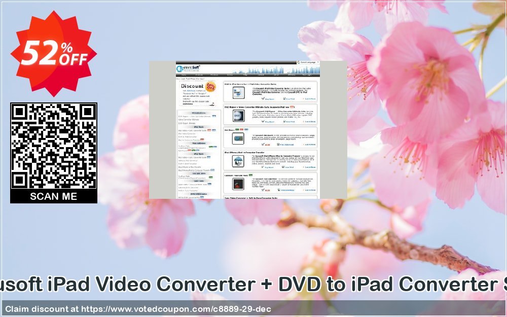 Cucusoft iPad Video Converter + DVD to iPad Converter Suite Coupon, discount Cucusoft iPad Video Converter + DVD to iPad Converter Suite best discounts code 2023. Promotion: Cucusoft discount coupons (8889)