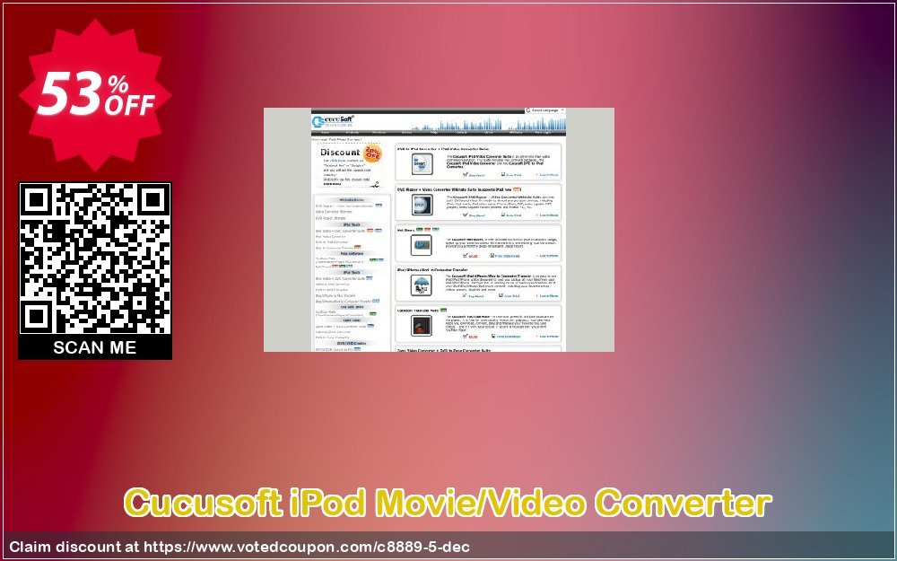 Cucusoft iPod Movie/Video Converter Coupon, discount Cucusoft iPod Movie/Video Converter hottest offer code 2024. Promotion: Cucusoft discount coupons (8889)
