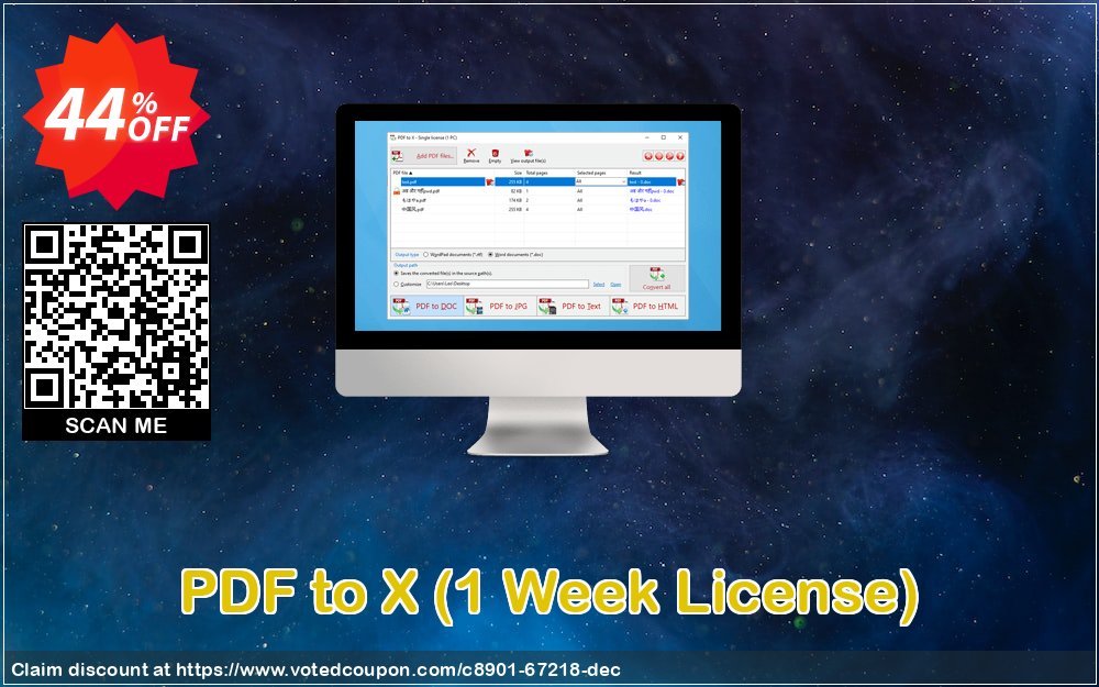 PDF to X, 1 Week Plan  Coupon, discount 41% OFF PDF to X (1 Week License), verified. Promotion: Awesome offer code of PDF to X (1 Week License), tested & approved
