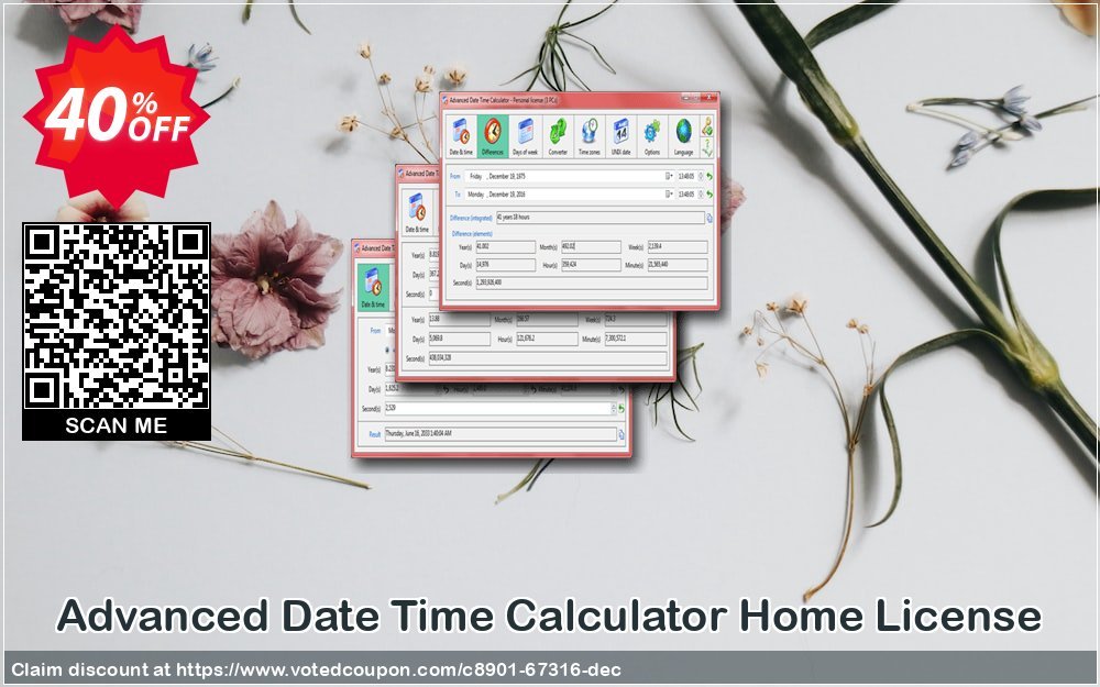 Advanced Date Time Calculator Home Plan Coupon, discount 40% OFF Advanced Date Time Calculator Home License, verified. Promotion: Awesome offer code of Advanced Date Time Calculator Home License, tested & approved