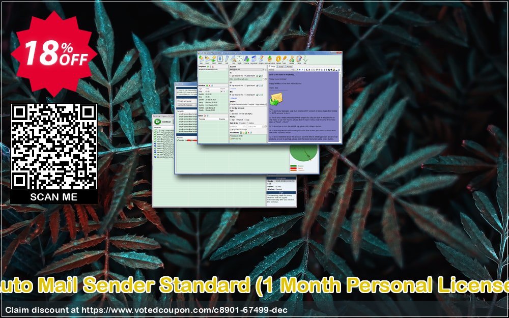 Auto Mail Sender Standard, Monthly Personal Plan  Coupon, discount 10% OFF Auto Mail Sender Standard (1 Month Personal License), verified. Promotion: Awesome offer code of Auto Mail Sender Standard (1 Month Personal License), tested & approved