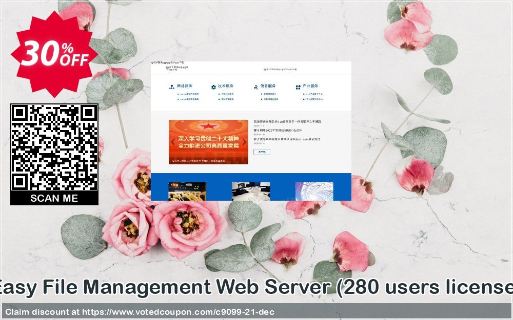 Easy File Management Web Server, 280 users Plan  Coupon, discount Web File Management coupon (9099). Promotion: EFS Software coupon
