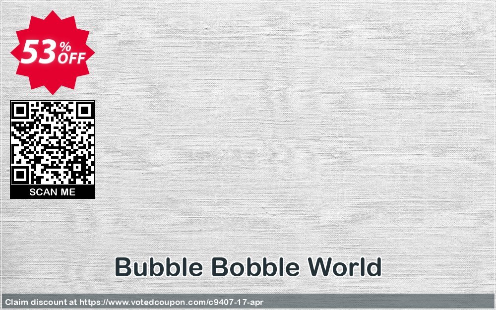 Bubble Bobble World Coupon, discount Discount 50% for all products. Promotion: