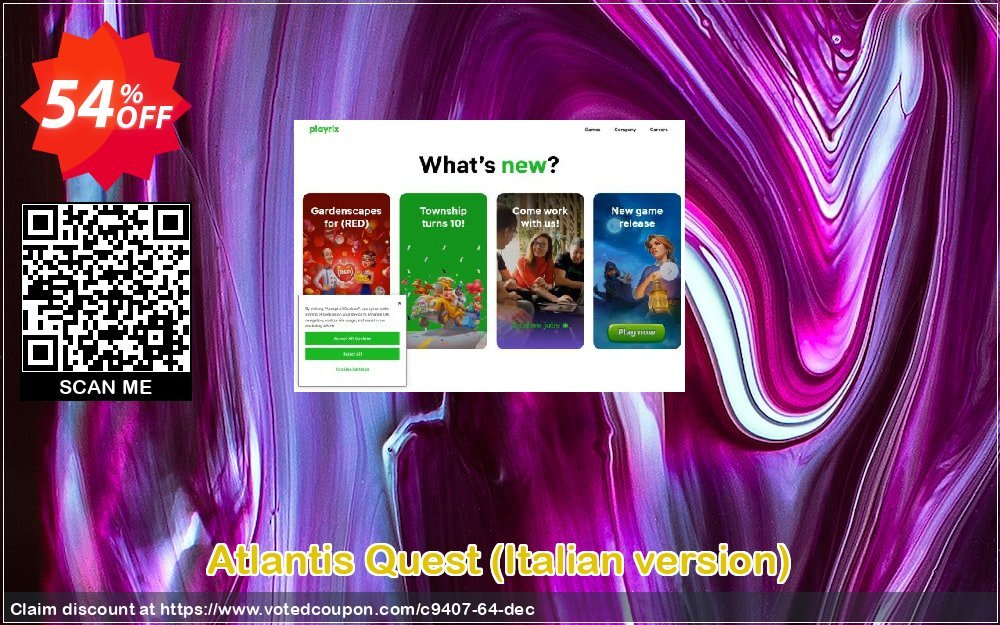 Atlantis Quest, Italian version  Coupon, discount Discount 50% for all products. Promotion: 