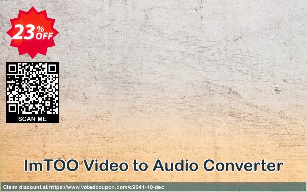 ImTOO Video to Audio Converter Coupon, discount ImTOO coupon discount (9641). Promotion: ImTOO promo code