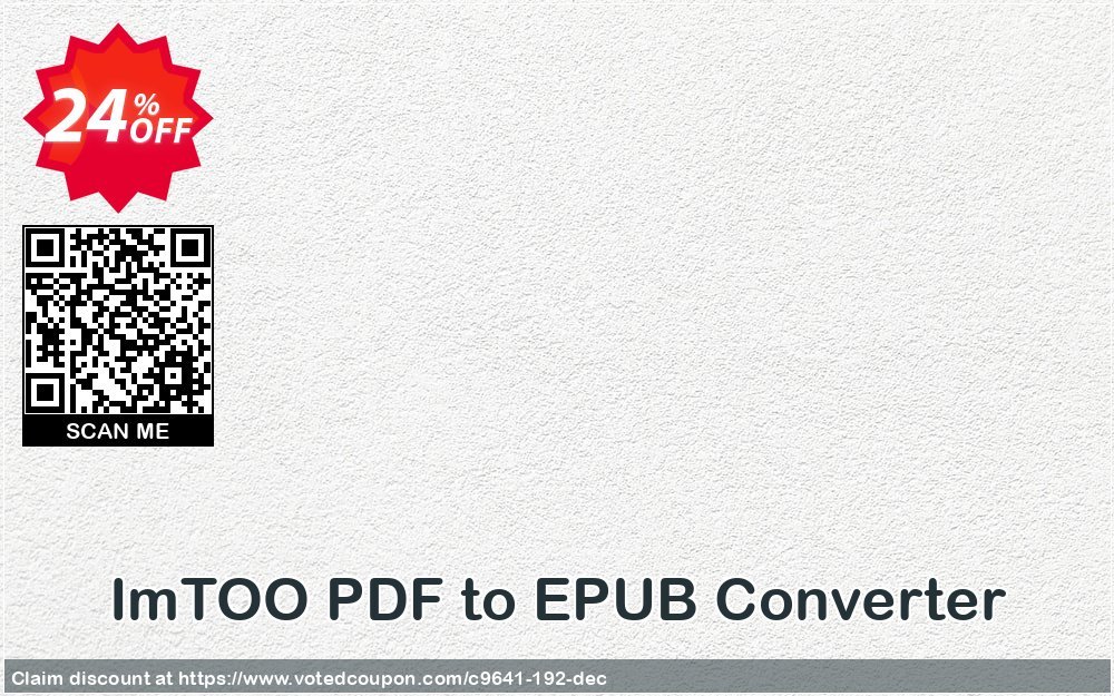 ImTOO PDF to EPUB Converter Coupon, discount ImTOO coupon discount (9641). Promotion: ImTOO promo code