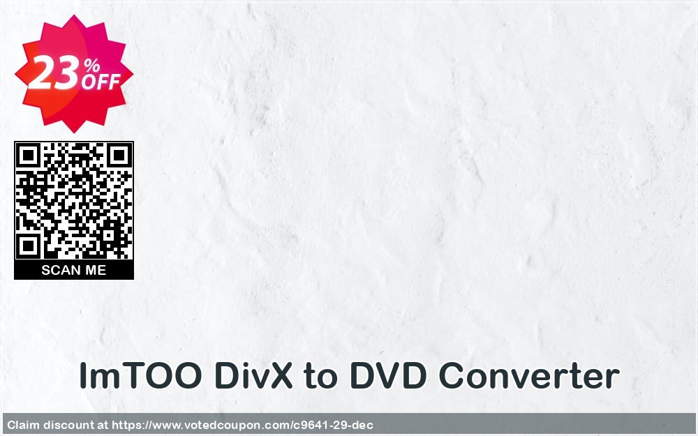 ImTOO DivX to DVD Converter Coupon, discount ImTOO coupon discount (9641). Promotion: ImTOO promo code
