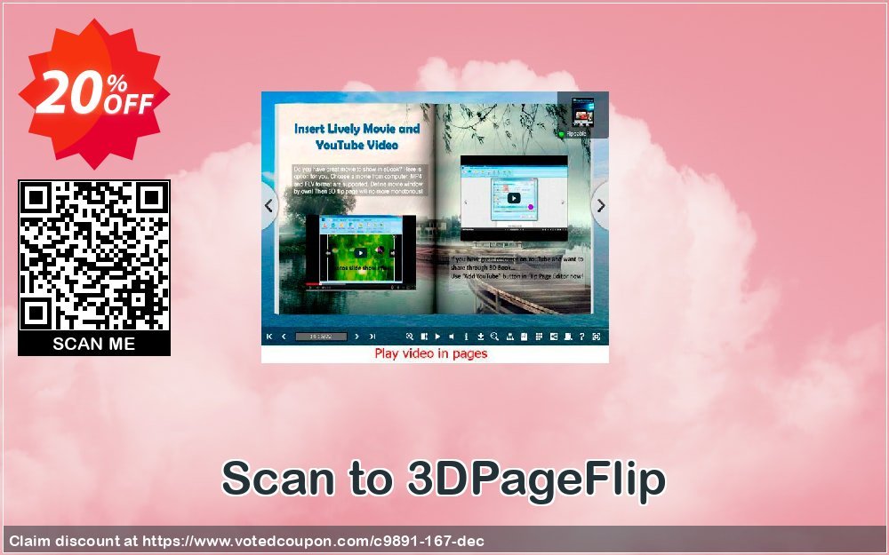 Scan to 3DPageFlip Coupon Code May 2024, 20% OFF - VotedCoupon