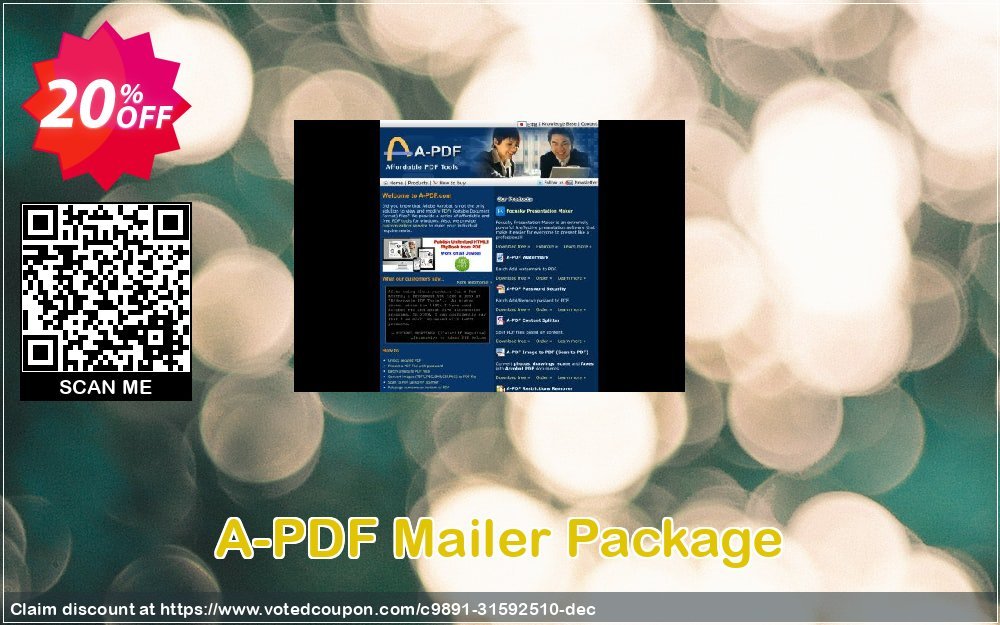 A-PDF Mailer Package Coupon, discount 20% OFF A-PDF Mailer Package, verified. Promotion: Wonderful discounts code of A-PDF Mailer Package, tested & approved