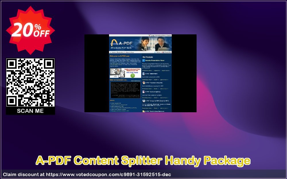 A-PDF Content Splitter Handy Package Coupon, discount 20% OFF A-PDF Content Splitter Handy Package, verified. Promotion: Wonderful discounts code of A-PDF Content Splitter Handy Package, tested & approved