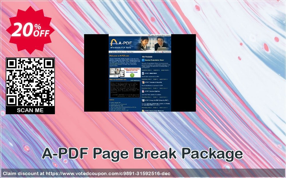 A-PDF Page Break Package Coupon, discount 20% OFF A-PDF Page Break Package, verified. Promotion: Wonderful discounts code of A-PDF Page Break Package, tested & approved
