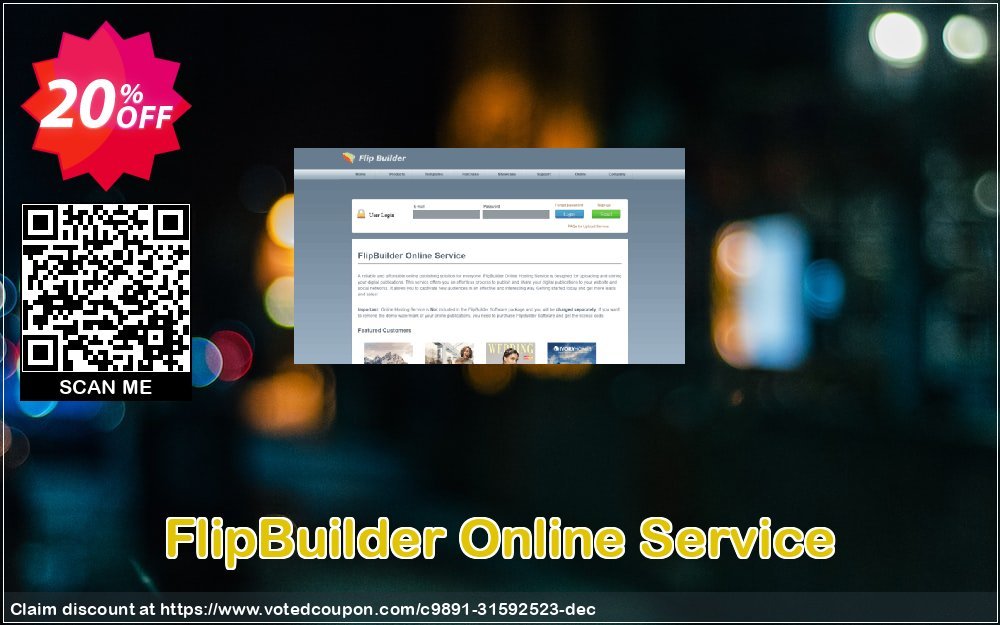 FlipBuilder Online Service Coupon, discount 20% OFF FlipBuilder Online Service, verified. Promotion: Wonderful discounts code of FlipBuilder Online Service, tested & approved