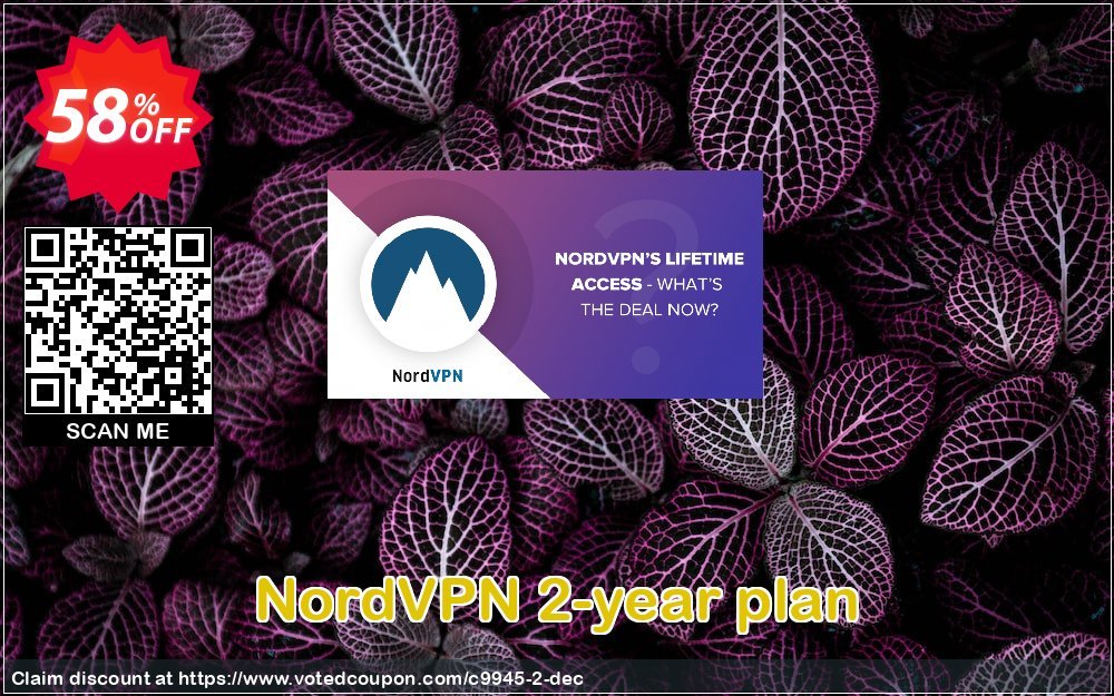 NordVPN 2-year plan Coupon, discount 58% OFF NordVPN 2-year plan, verified. Promotion: Fearsome discount code of NordVPN 2-year plan, tested & approved