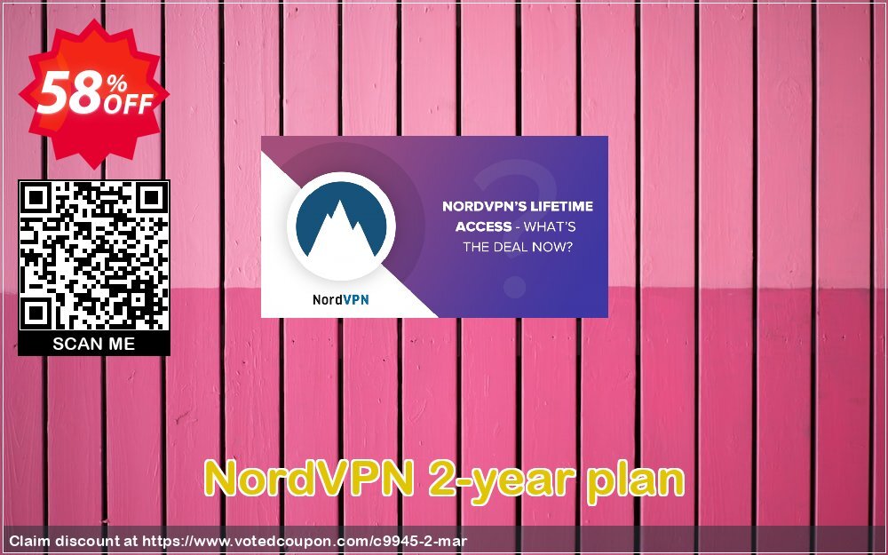 NordVPN 2-year plan Coupon, discount 58% OFF NordVPN 2-year plan, verified. Promotion: Fearsome discount code of NordVPN 2-year plan, tested & approved