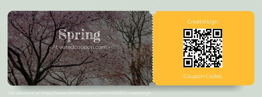 Creatorsign Coupon discount, offer to 2025 Spring