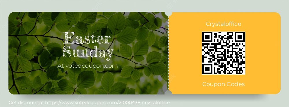 Crystaloffice Coupon discount, offer to 2025 Easter Sunday