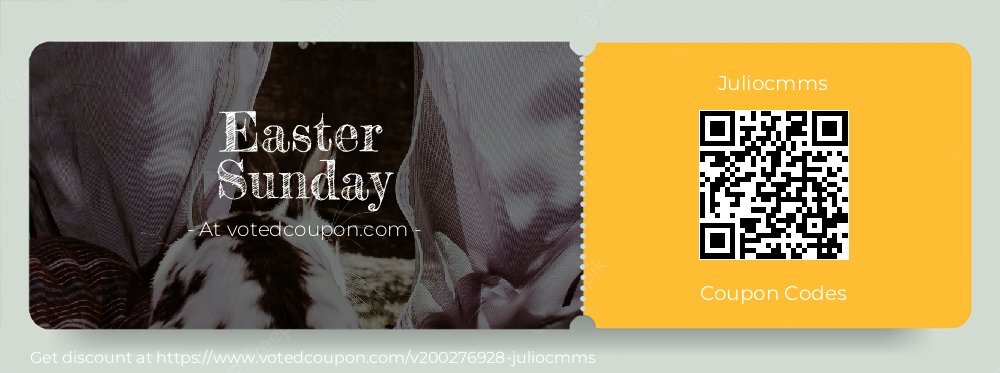 Juliocmms Coupon discount, offer to 2024 Easter Sunday