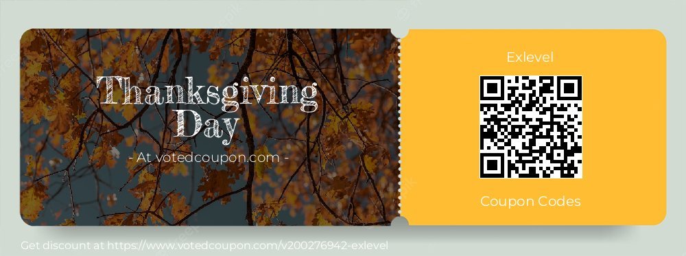Exlevel Coupon discount, offer to 2023 Thanksgiving Day