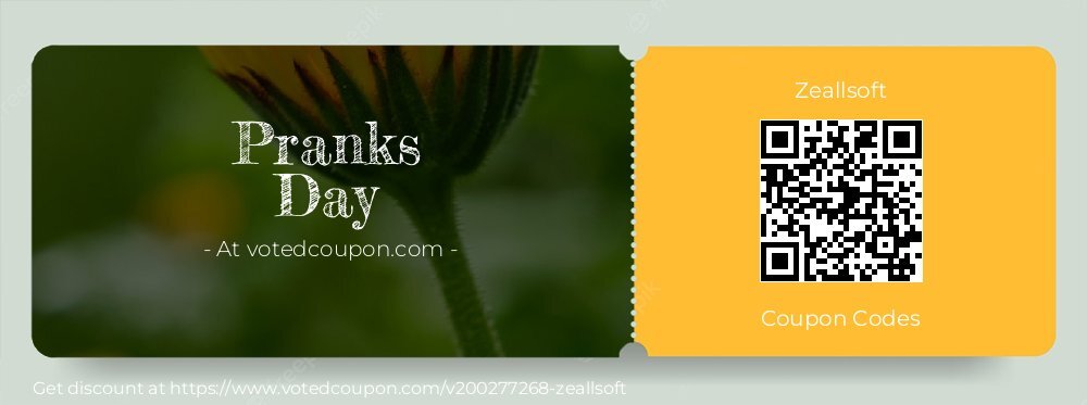 Zeallsoft Coupon discount, offer to 2025 Pranks Day