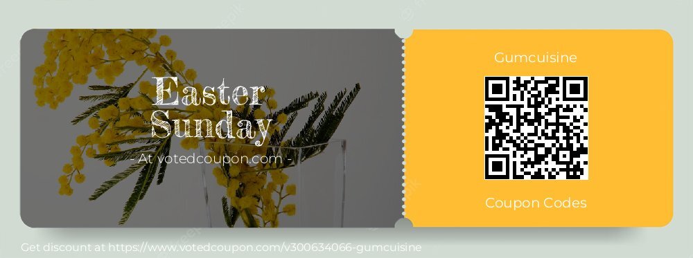 Gumcuisine Coupon discount, offer to 2025 Easter Sunday