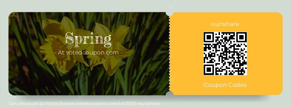 Isunshare Coupon discount, offer to 2025 Spring