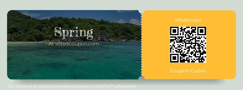 Alfaebooks Coupon discount, offer to 2025 Spring